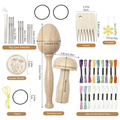 Sewing Repair Set Includes Eggs Shape Wooden Knitting Tool 2