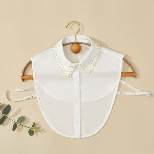 Detachable Pearls Beads Collar For Elegant Look Soft-Blue 2