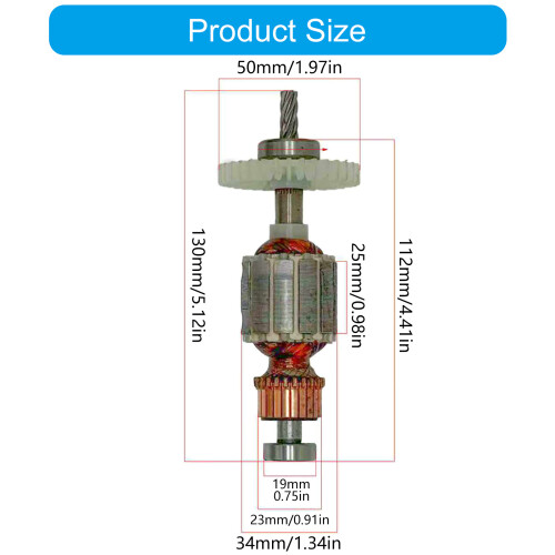 10mm Copper Electric Drill Rotor with 6 Teeth for High Power 2