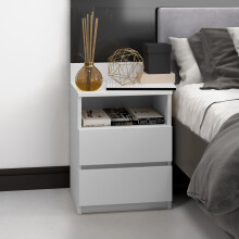 (White, 32D x 40W x 59H cm (2 Drawers)) Drawer Dresser – Modern Wooden Chest for Bedroom Storage