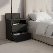 (Black, 32D x 40W x 59H cm (2 Drawers)) Drawer Dresser – Modern Wooden Chest for Bedroom Storage