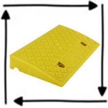 Rubber Curb Ramp for Driveway and Wheelchair, Non Slip Weather Resistant Threshold Entry Ramp, 2in/4in/5in Rise (Green/Yellow)