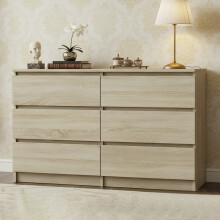 6 Drawer Chest of Drawers - Wide Dresser Storage Cabinet for Bedroom, Living Room, Office & Hallway (120 cm W x 30 cm D x 77 cm H)
