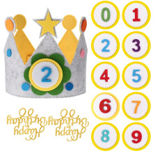 Felt Birthday Crown for Kids with Replaceable Numbers, Adjustable Soft Felt Hat for Toddler Party Photos