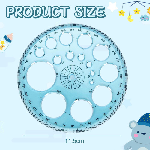 Circle Template for Drawing with Clear Measurement Scale, Durable Plastic Geometry Ruler Stencil 1