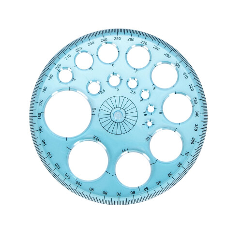 Circle Template for Drawing with Clear Measurement Scale, Durable Plastic Geometry Ruler Stencil