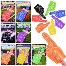 Valentine's Day Cards for Kids 28 Pcs Foam Finger Valentines, Sports Themed Classroom Exchange Gift Set