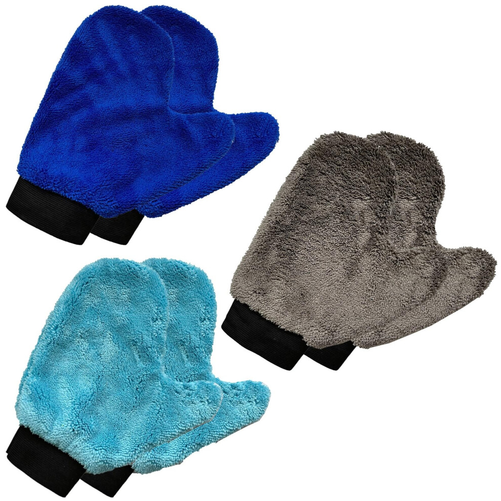 6Pcs Microfiber Fleece Car Wash Mitt Gloves, Scratch Lint Deep Cleaning For Auto Detailing And Home Use Coral 9330225488859