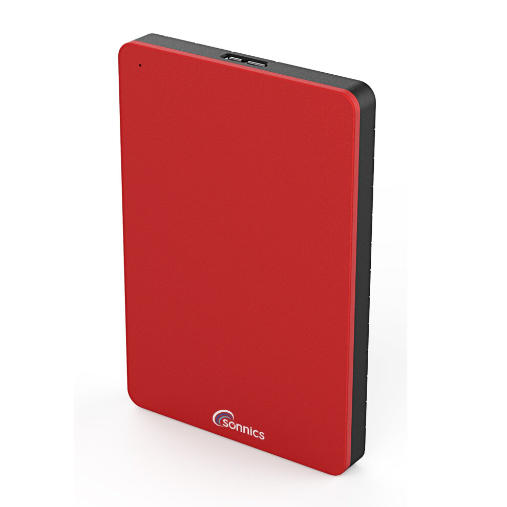 Sonnics 750Gb External Portable Hard Drive Usb 3.0 Super Fast Transfer Speed For Use With Windows Pc, Apple Mac, Smart Tv, Xbox One & Ps4 Red 5060291656497