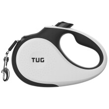 TUG 360 Tangle-Free Retractable Dog Lead for Up to 15 kg Dogs | 5 m Strong Nylon Tape | One-Handed Brake, Pause, Lock (Small, White)