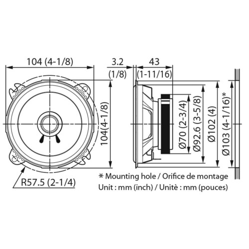 Kenwood Kenwood 10 cm Black Bi-Cone Speakers 2