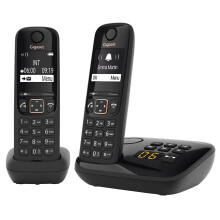 Gigaset A694 AM DUO - Two Cordless DECT Telephones with an Answering Machine - Large Phonebook - Intuitive Use, Black [UK Version]