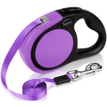 Taglory Retractable Dog Lead 5 m, Extendable Leash No-Tangle Heavy Duty Nylon Tape, Suitable for Medium and Large Dogs Up to 45 kg, Purple
