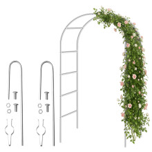(White) My Garden Metal Garden Arch 2.4M Garden Arbour Arch Florence Trellis Plant Support For Roses Flowers Climbing Plants Archway