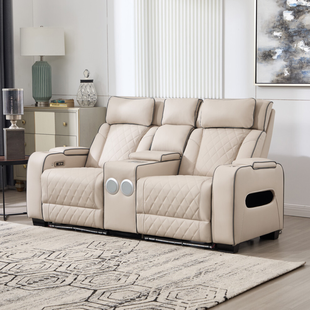 More4homes (2 Seater, Beige) Capri Electric Recliner Cinema Chair Cream