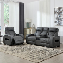 (1+2 Seater, Charcoal) Capri Electric Recliner 1+2+3 Seater Sofa Set