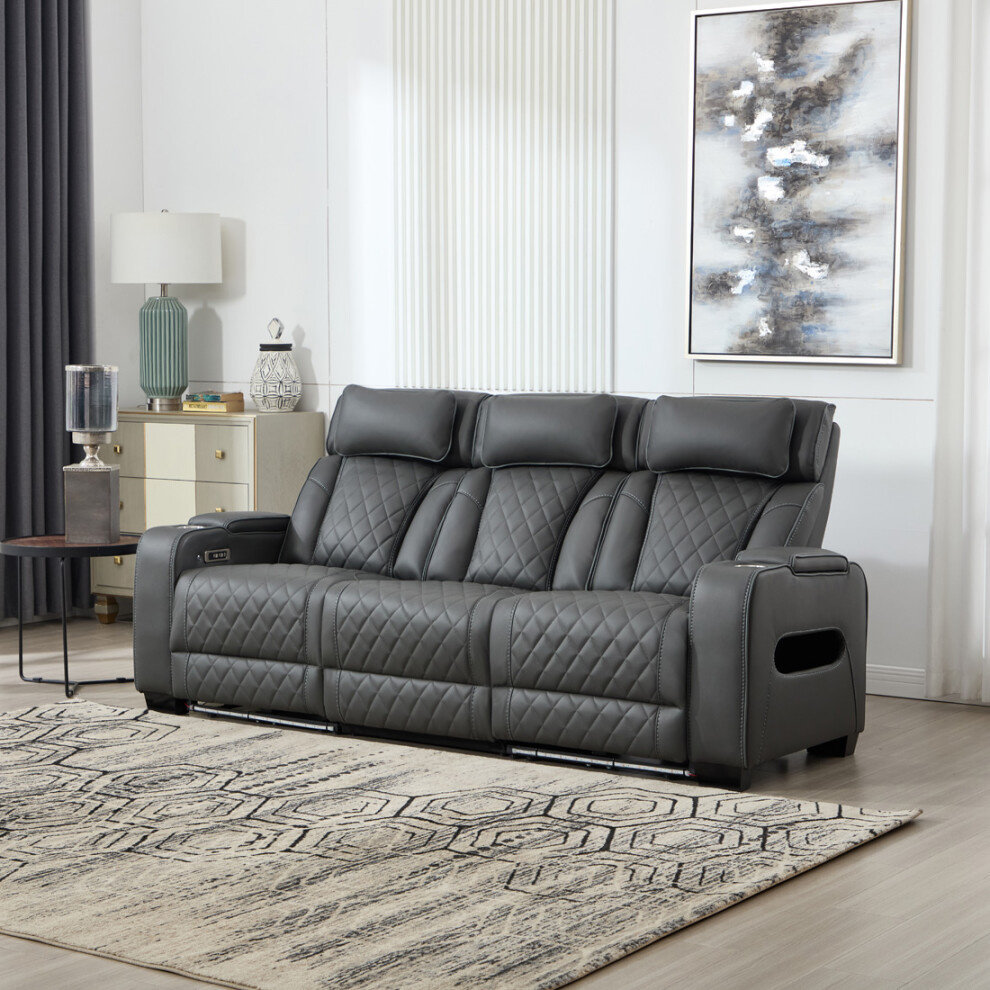 More4homes (3 Seater, Charcoal) Capri Electric Recliner Cinema Chair