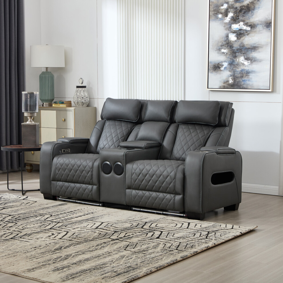 More4homes (2 Seater, Charcoal) Capri Electric Recliner Cinema Chair