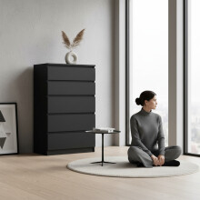 (5 Drawer) MODERN - Black Chest Of Drawers Bedroom Furniture Storage Bedside 2 to 8 Drawers