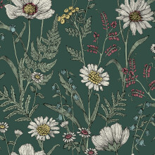 (Forest Green) Wild Meadow Wallpaper Fine Decor