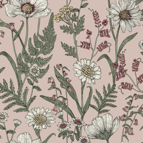 Fine Decor (Blush Pink) Wild Meadow Wallpaper Fine Decor