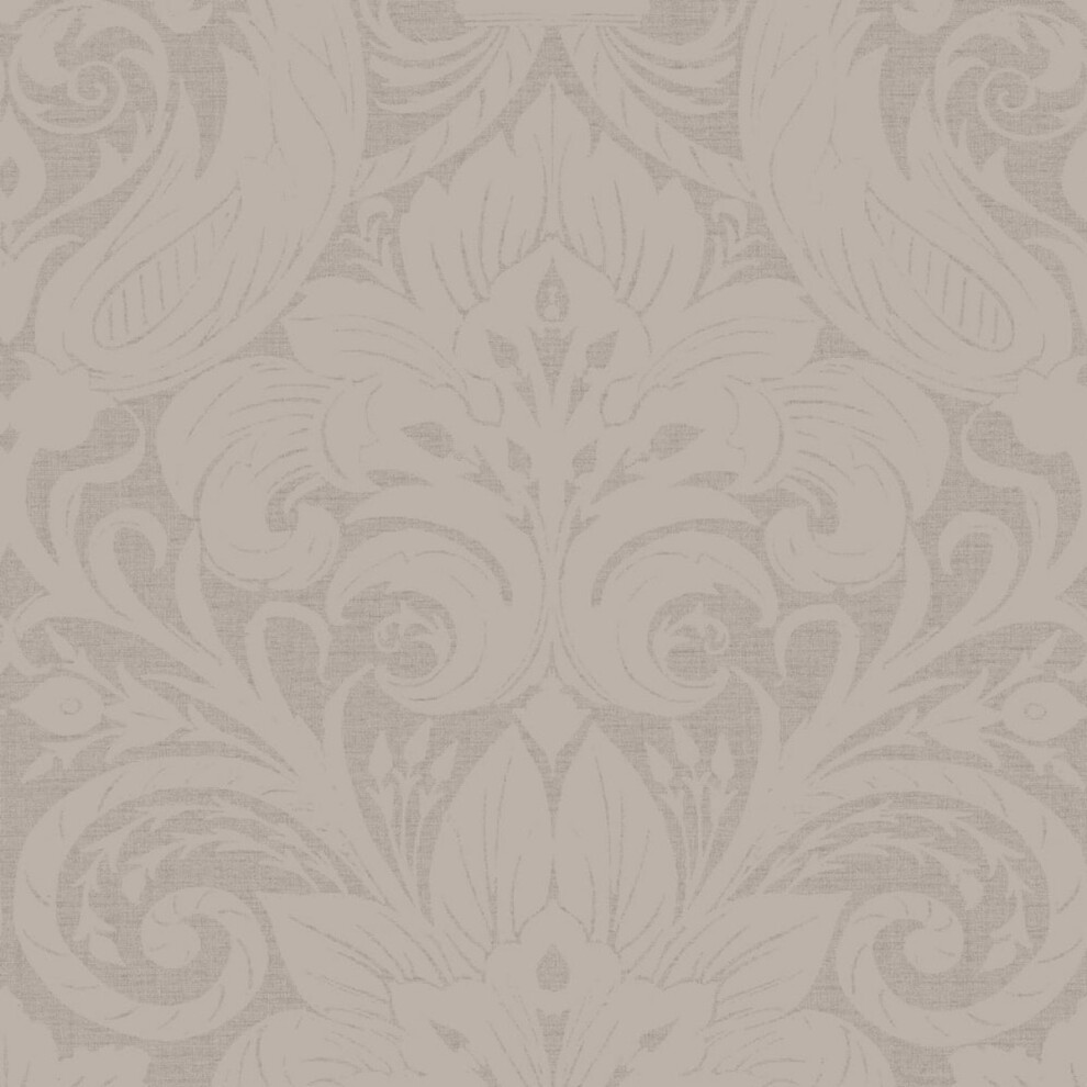(Taupe/Natural) Laurence Llewelyn-Bowen Sauvage Damask Flock Wallpaper 5024515251714
