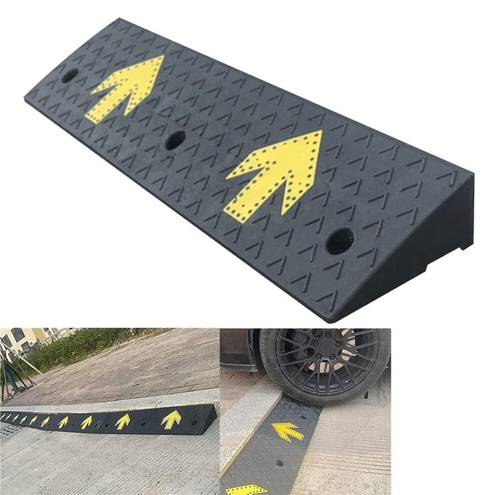 100cm Heavy Duty Rubber Curb Ramp, NonSlip Driveway Threshold Ramp for Cars, Bikes and Wheelchairs