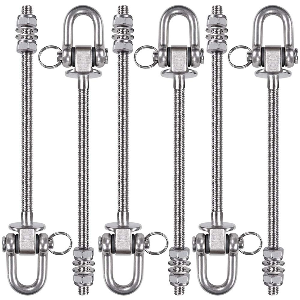 Seleware Heavy Duty Swing Hooks, 6 Pcs Antirust Stainless Steel Beam Hanger For Wood And Steel Beam Yoga Hammock Chair Porch Swing Sets Seat, 1800Lb 8000003881370