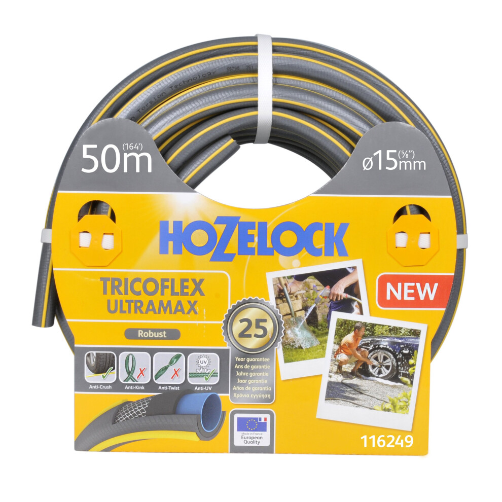 Hozelock Tricoflex Ultramax Hose, 15 Mm X 50 M Grey