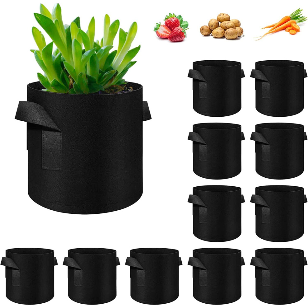 Plant Grow Bags, Thickened Nonwoven Fabric Pots With Handles, Vegetable Planter Bags Containers, Cloth Planters For Garden Whatwears