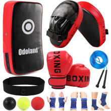 Odoland Kids Boxing Set - Gloves, Mitts, Pads, Reflex Balls, Jump Rope & Protect Sleeves