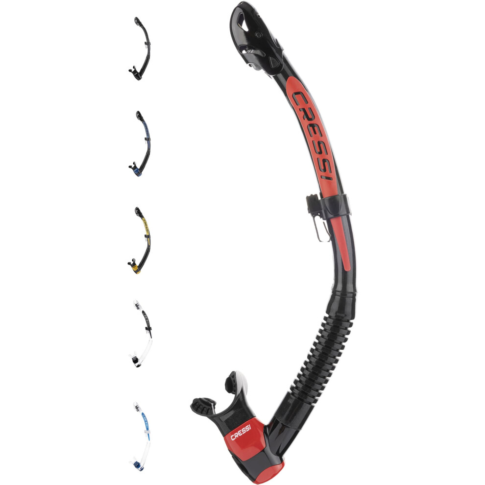 Cressi Itaca Ultra Dry Snorkel - Snorkel Dry For Free Diving And Snorkeling, One Size, Unisex Adult Black/Red