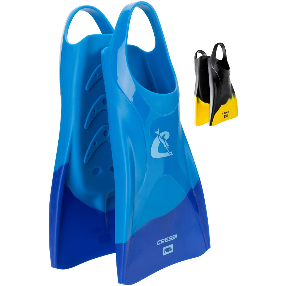 Cressi Adult Swim Fins - Flexible Silicone For Comfortable And Durable Use, Blue/Azure, 43/45 - Pura: Designed In Italy