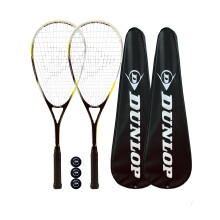 2 x Dunlop NanoMax Pro Squash Rackets + 3 Squash Balls