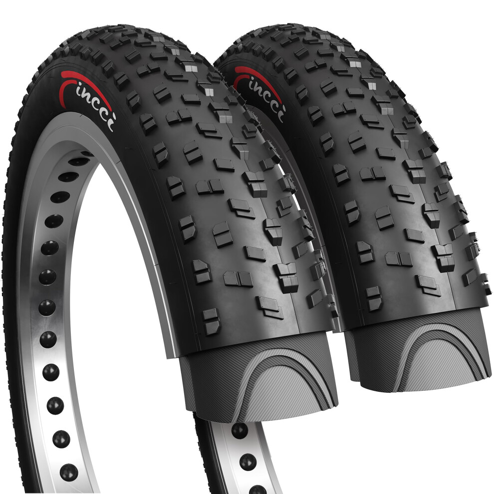 Fincci Fat Bike Tyres 26 X 4.0 Inch - Foldable Pair For Electric Bikes & Adult Mountain Bikes 100-559, Suitable For Off-Road, Dirt, Mud, Snow And 8000003897418