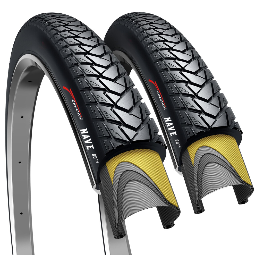 Fincci Gravel Bike Tyres 700X35c - Pair Foldable Bicycle Tires 28 Inch With 1 Mm Nylon Antipuncture, Tyre 37-622 60 Tpi For Gravel, Mountain, 8000003900828