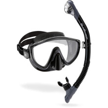 CRESSI Tino & Scilla Black/Titanium - Adult Combo Set Tino Snorkeling Mask and Snorkel Scilla, Black/Titanium, One Size
