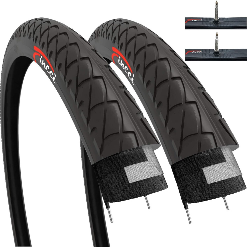 Fincci Set Slick Bike Tyres 26 X 2.126 With 2X Inner Tube Presta - Pair Foldable Bicycle Tyres 54-559 Tyre For Cycle, Road,Mountain, Mtb Bicycle - 8000003926361
