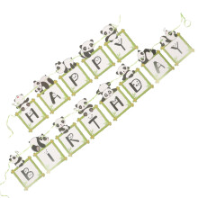 Panda Birthday Banner for Kids, Reusable Panda Party Decoration, Ready to Hang for Boys and Girls