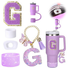 Stanley paarse pailletten letter vlinder kwastje hanger beker ketting glanzende bekerhouder schattige theekop rietje dop stofstopper