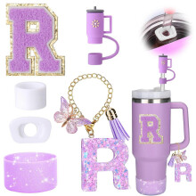 Stanley paarse pailletten letter vlinder kwastje hanger beker ketting glanzende bekerhouder schattige theekop rietje dop stofstopper