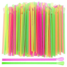 400pcs Spoon Straws Slushie Straws Spoon Scoop Straws Disposable Beverage Straws For Ice Cones