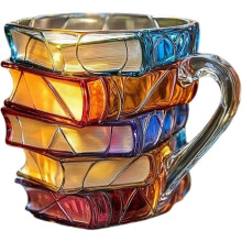 Taza de cerámica con diseño de libros apilados en 3D, ideal para bebidas frías y calientes, regalo perfecto para amantes de l