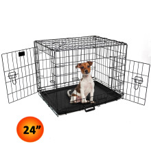 Actiaspet Black  24 Inch Dog Metal Cage 2 Doors