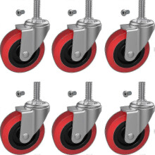 Set van 6 stevige kruipwielen met zwenkwielen van 6,35 cm voor een servicekar.