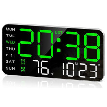 Große digitale Wanduhr (21,3 cm), LED-Wecker mit Ziffern, Grün