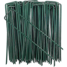 50 Stück feuerverzinkte U-förmige Gartenpfähle (150 mm) zur Befestigung von Unkrautvlies