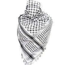 Palestine Keffiyeh Scarf, Wide Cotton Houndstooth Pattern with Tassels, Lightweight Arab Shemagh for Men and Women