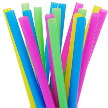100 Count Jumbo Neon Plastic Straws 10mm Diameter Reusable for Cafes Smoothie Bars