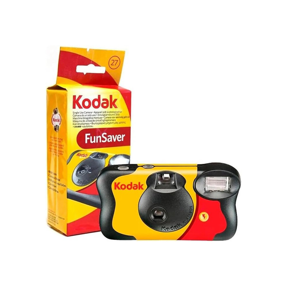 Kodak Fun Saver Disposable Camera With Flash 27 Exposures, 35Mm Film, Ready To Use, Ideal For Indoor And Outdoor Photography
